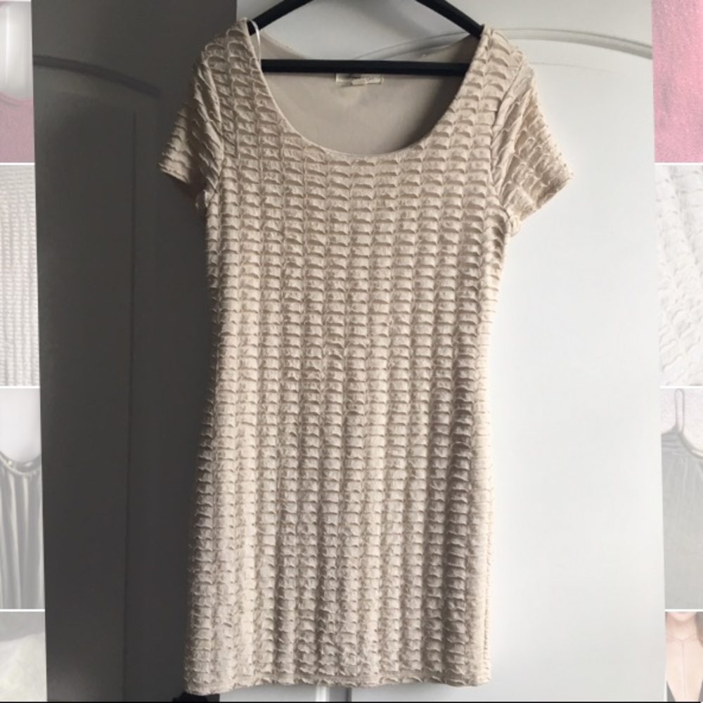 Ruffled Cream BodyCon Dress